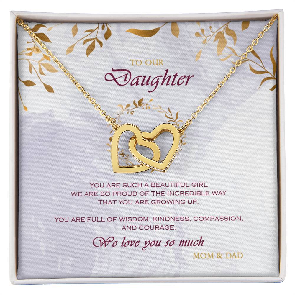 Interlocking Heart Necklace To Your Daughter – From Mom & Dad With Love – Jewelry Gift B1D6T2 Interlocking Hearts Necklace
