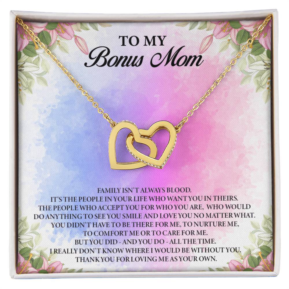 To My Bonus Mom Interlocking Hearts Necklace