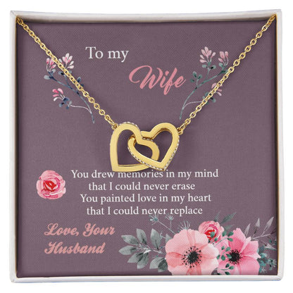 To My Wife - Memories Paint Heart - Necklace Interlocking Hearts Necklace