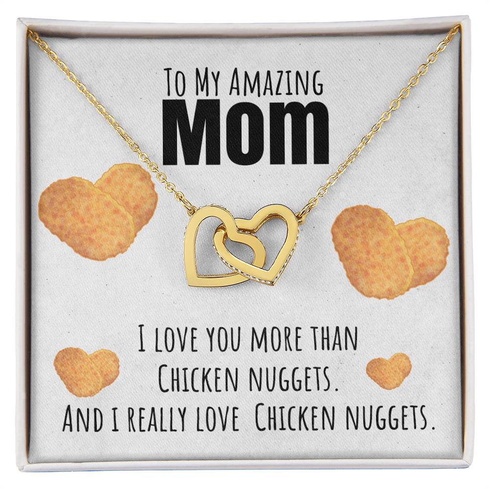 I Love You More Than Chicken Nuggets Interlocking Hearts Necklace
