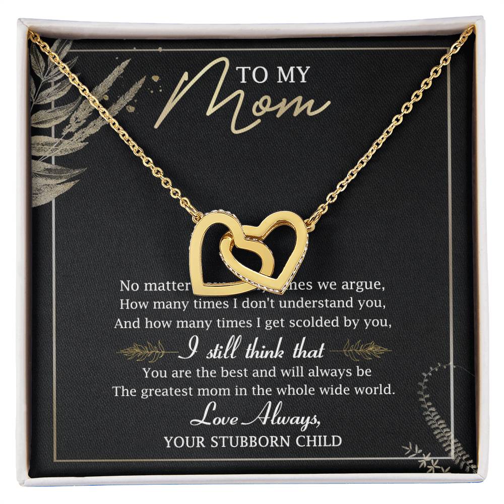 To My Mom Interlocking Hearts Necklace Message Card
