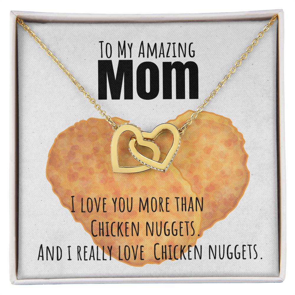 I Love You More Than Chicken Nuggets Interlocking Hearts Necklace