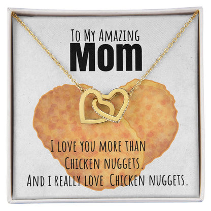 I Love You More Than Chicken Nuggets Interlocking Hearts Necklace