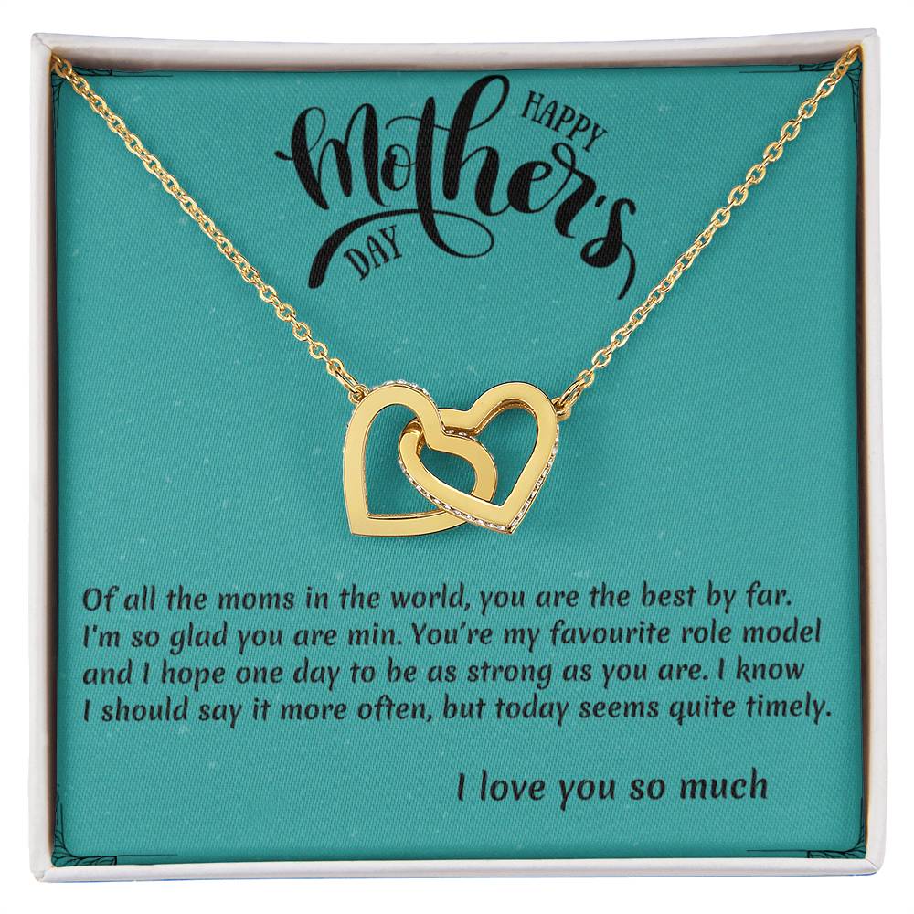 Of All Of The Moms- Interlocked Interlocking Hearts Necklace