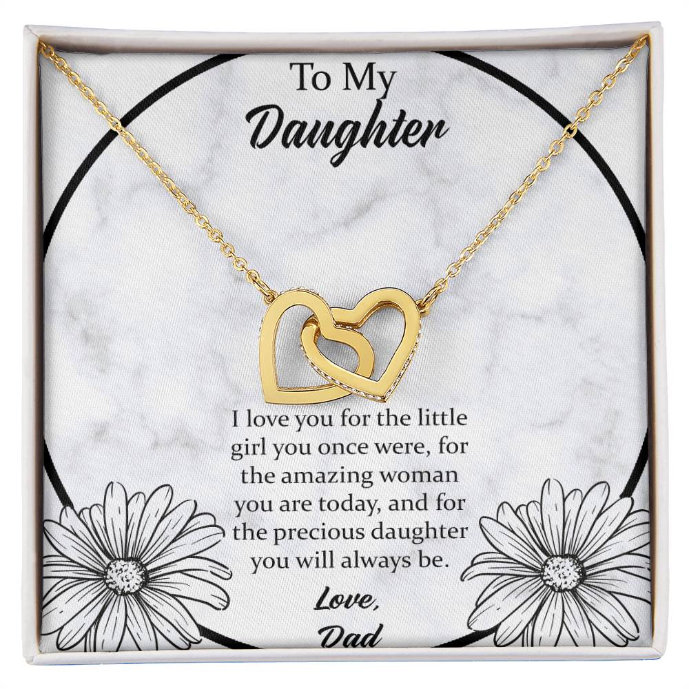 To My Daughter I Love You For The - Love Dad Interlocking Hearts Necklace
