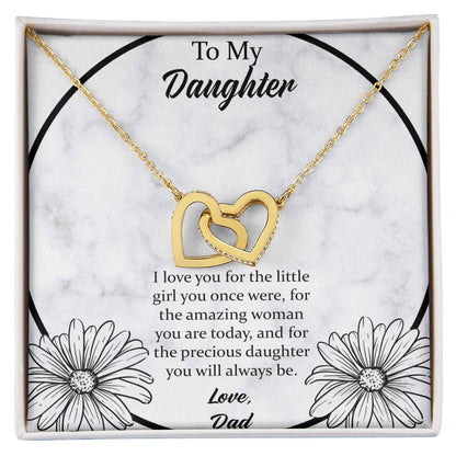 To My Daughter I Love You For The - Love Dad Interlocking Hearts Necklace