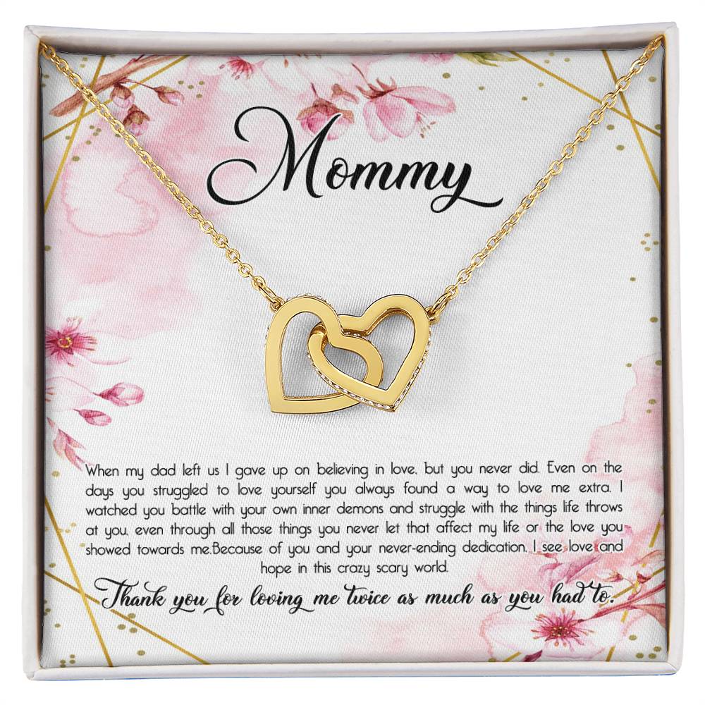 Thank You Single Mom D1738 Interlocking Hearts Necklace