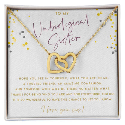 To My Unbiological Sister! Interlocking Hearts Necklace