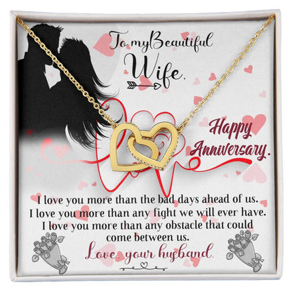 Love Birthday To My Beautiful Wife. Interlocking Hearts Necklace