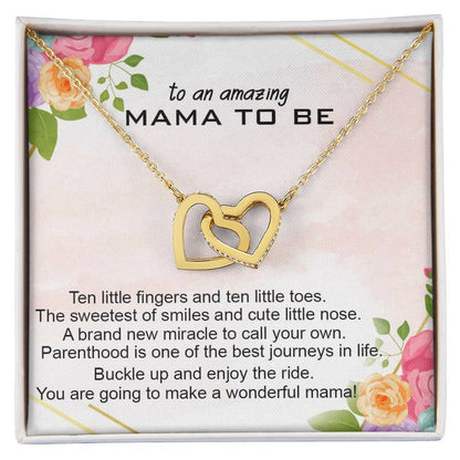 To An Amazing Mama To Be Necklace Gift Gift For First Time Mom Pregnancy Gift For Best Friend Mom To Be Interlocking Heart Necklace Interlocking Hearts Necklace
