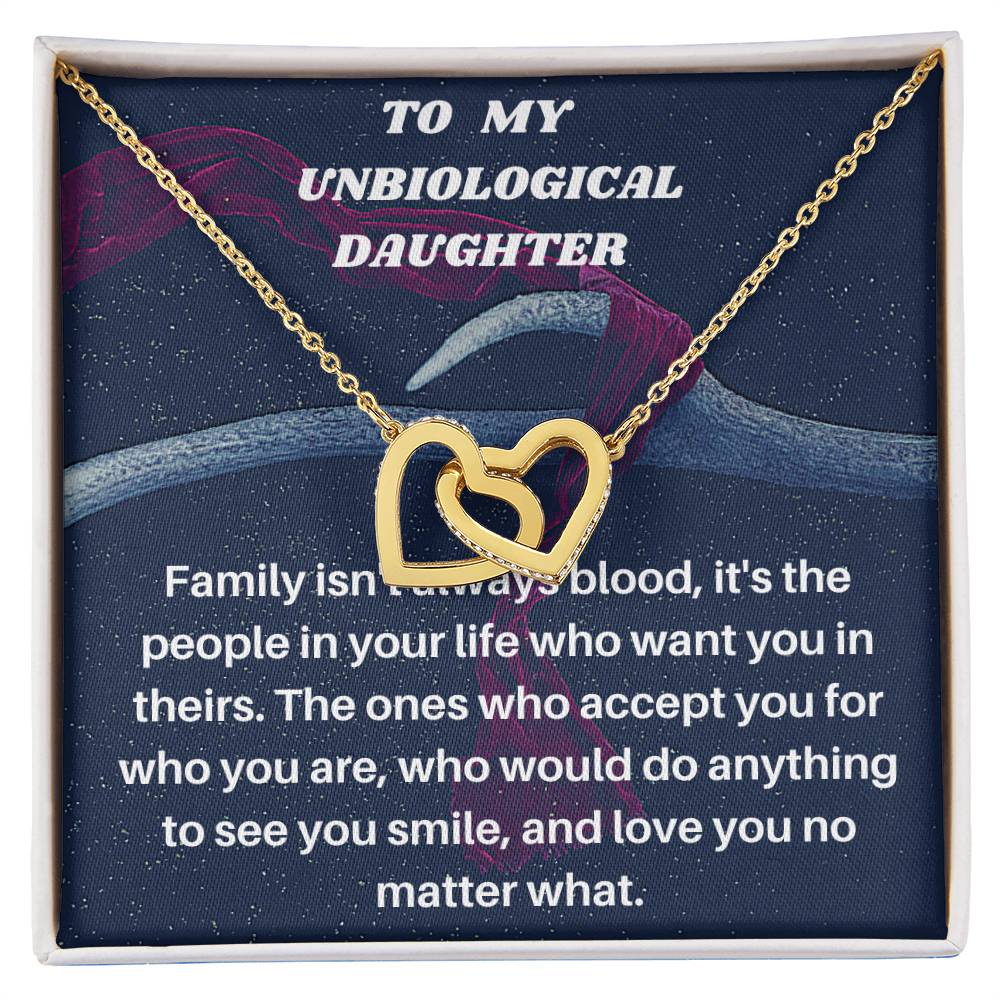 Unbiological Daughter Gift Step Daughter Gift Stepdaughter Necklace Daughter Jewelry Birthday Gift Interlocking Hearts Necklace