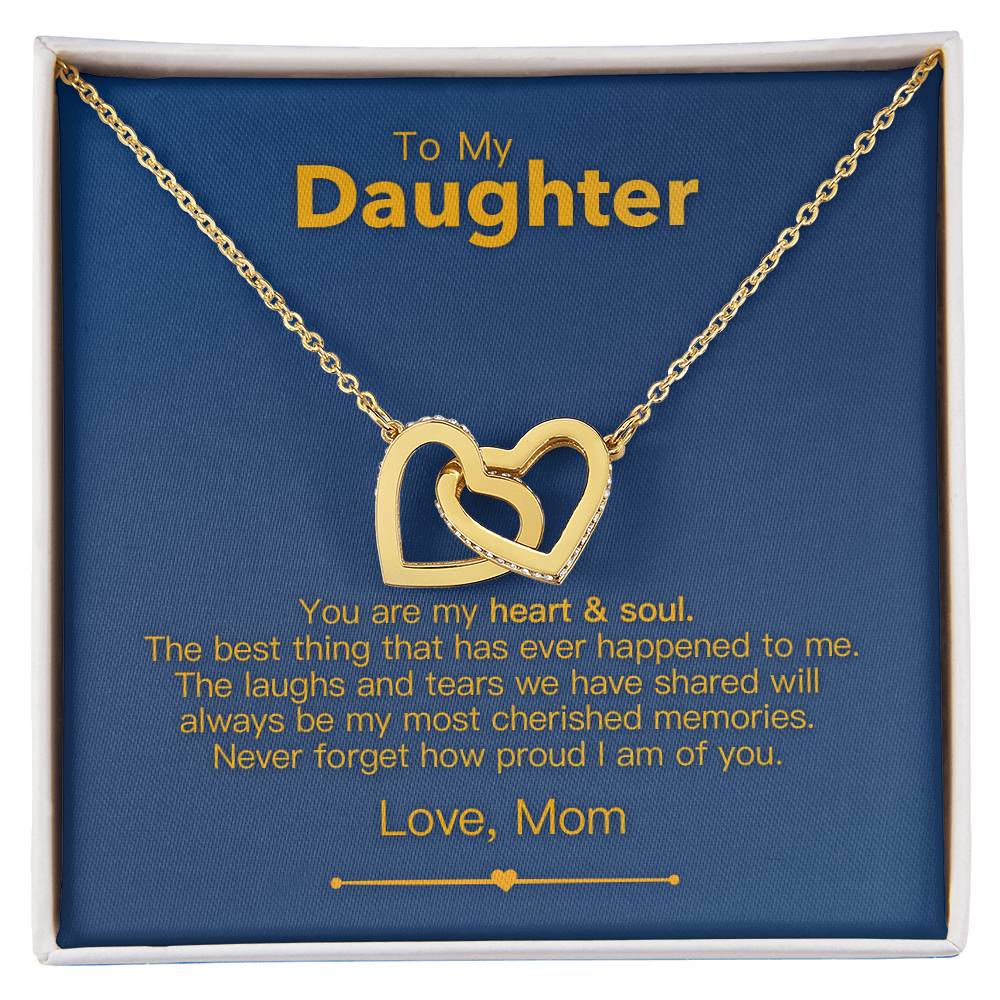 To My Daughter - Heart & Soul - Necklace Interlocking Hearts Necklace