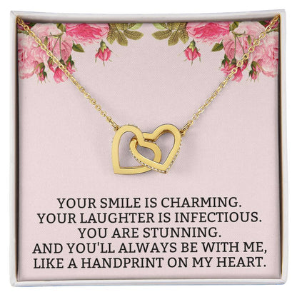 You Will Always Be With Me Interlocking Hearts Necklace