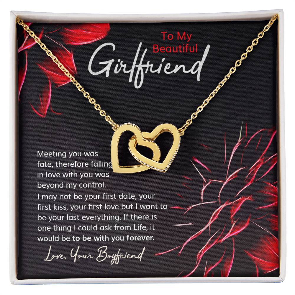 Romantic Necklace Gift With Custom Message Card Interlocking Hearts Necklace