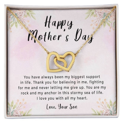 Mother'S Day Gift Necklace From Son On Interlocking Hearts Necklace