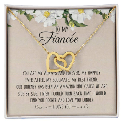 To My Fiancée Interlocking Hearts Necklace Message Card