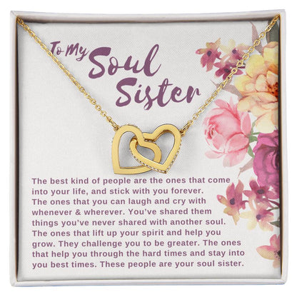 To My Soul Sister Joined Hearts Necklace Interlocking Hearts Necklace