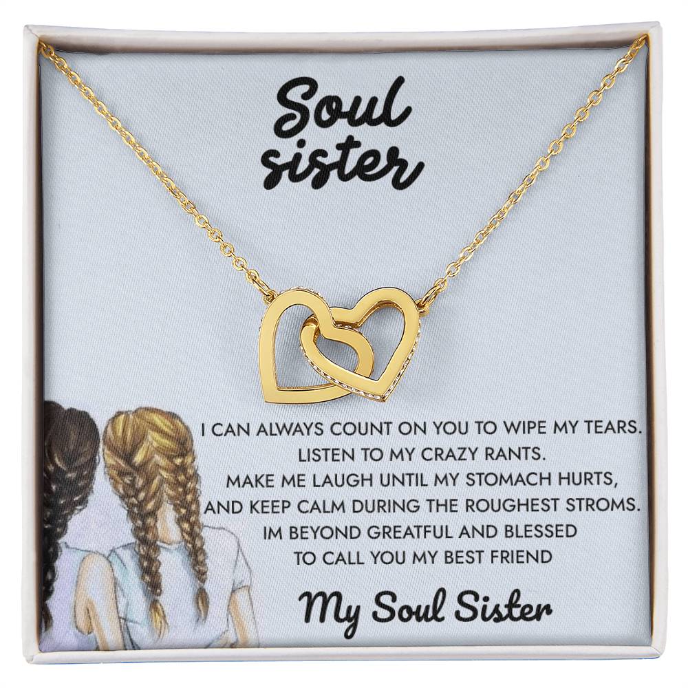 To My Soul Sister -My Reflection Pal Partner In Crime - Necklace Interlocking Hearts Necklace