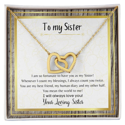 To My Sister Interlocking Hearts Necklace