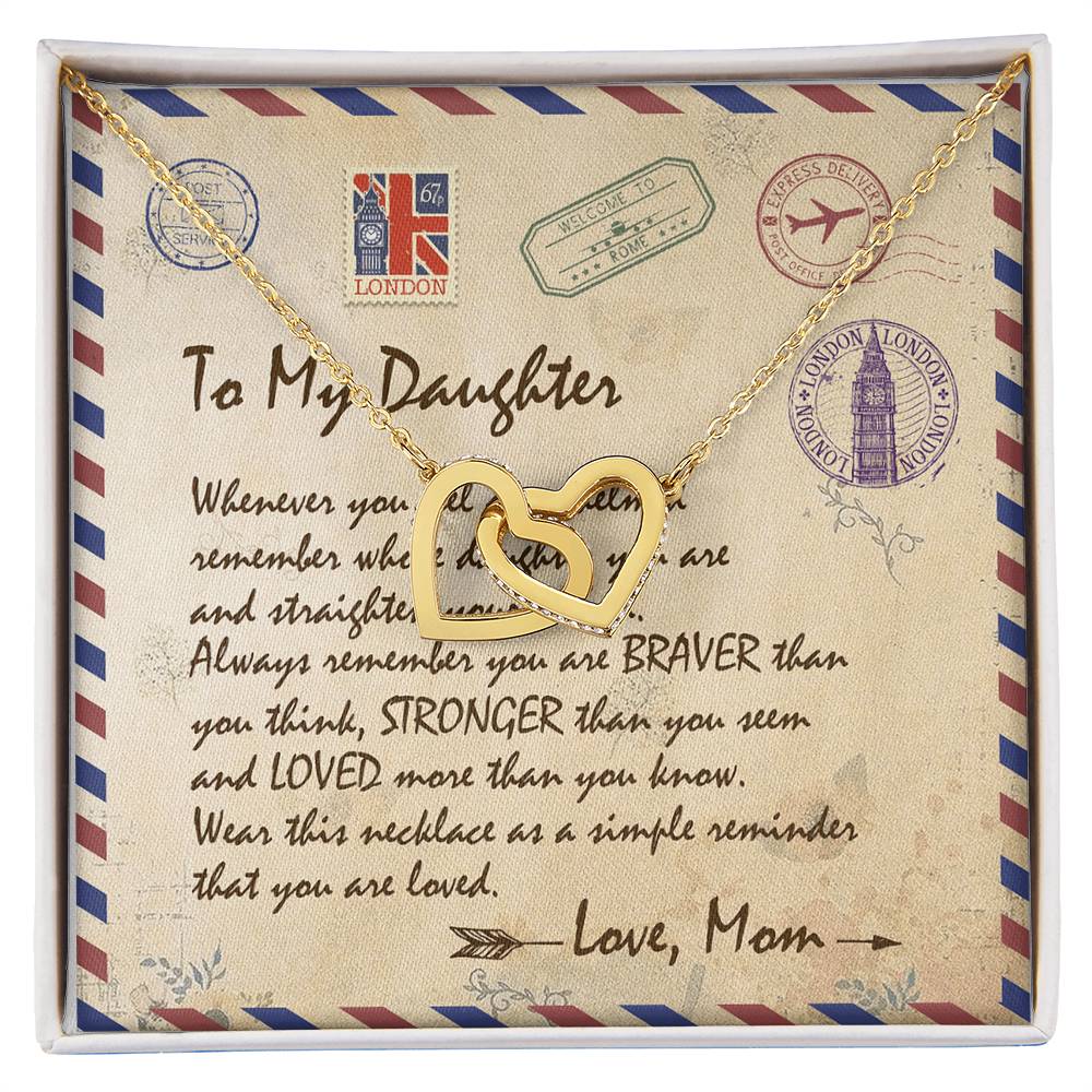 To My Daughter Email Letter Interlocking Heart Necklace Birthday Message Card Interlocking Hearts Necklace