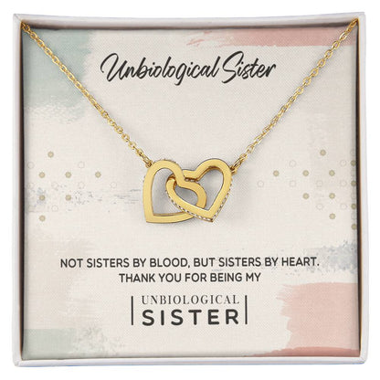 Unbiological Sister - Sisters By Heart Interlocking Hearts Necklace