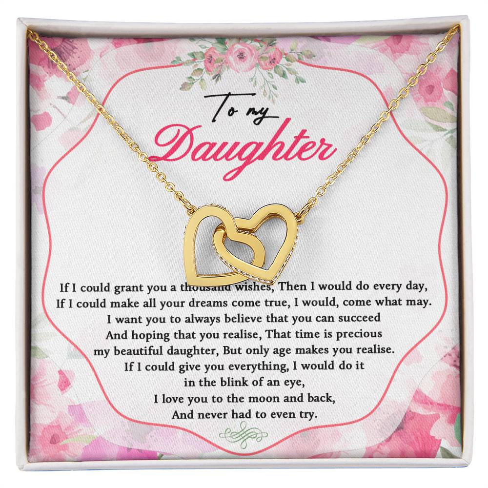To My Daughter Necklace Wishes For My Daughter Poem Interlocking Hearts Necklace