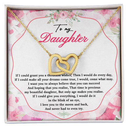 To My Daughter Necklace Wishes For My Daughter Poem Interlocking Hearts Necklace