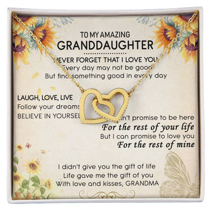 To My Amazing Granddaughter Interlocking Hearts Necklace Message Card