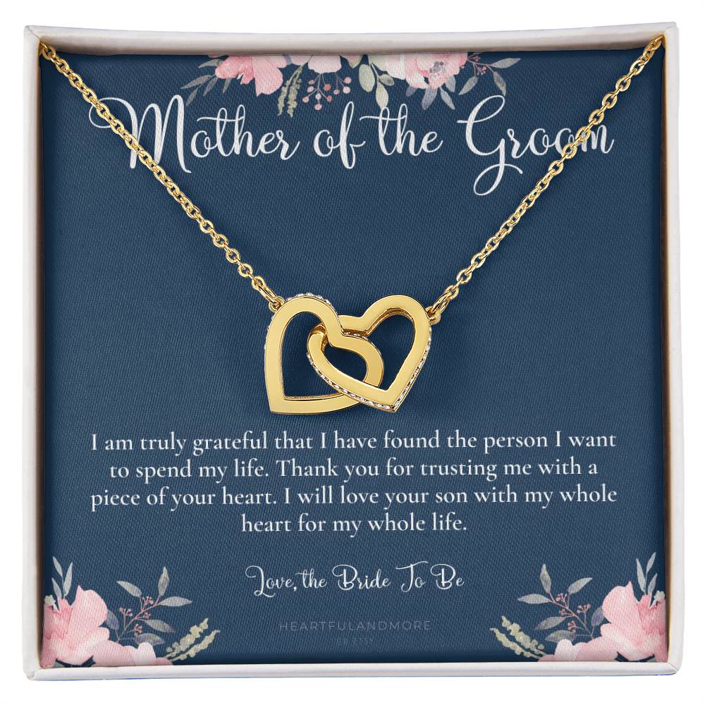 Mother Of The Groom Gift Necklace Wedding Gift Bridal Party Rehearsal Dinner Man Of My Dreams Parent Of Groom Mother In Law Gift Interlocking Hearts Necklace