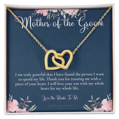 Mother Of The Groom Gift Necklace Wedding Gift Bridal Party Rehearsal Dinner Man Of My Dreams Parent Of Groom Mother In Law Gift Interlocking Hearts Necklace