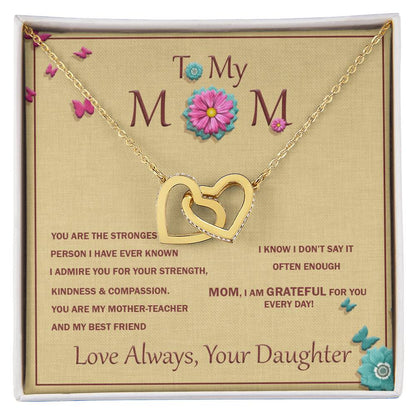 Interlocking Heart Necklace For Mother With Message Card Interlocking Hearts Necklace