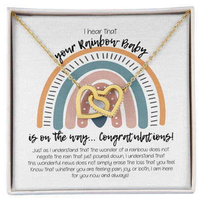 Rainbow Baby Necklace Interlocking Hearts Necklace