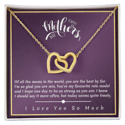 Mother'S Day - I'M So Glad You Are Min Interlocking Hearts Necklace