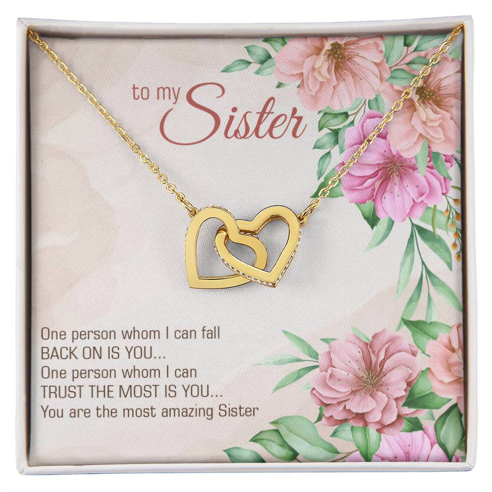 To My Sister Interlocking Hearts Necklace