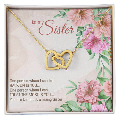 To My Sister Interlocking Hearts Necklace