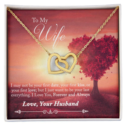 To My Wife - I Love You Forever And Always Interlocking Hearts Necklace