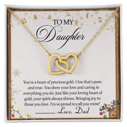 To My Daughter Interlocking Hearts Necklace Message Card