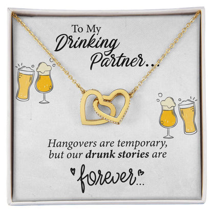To My Beer Drinking Partner Interlocking Hearts Necklace