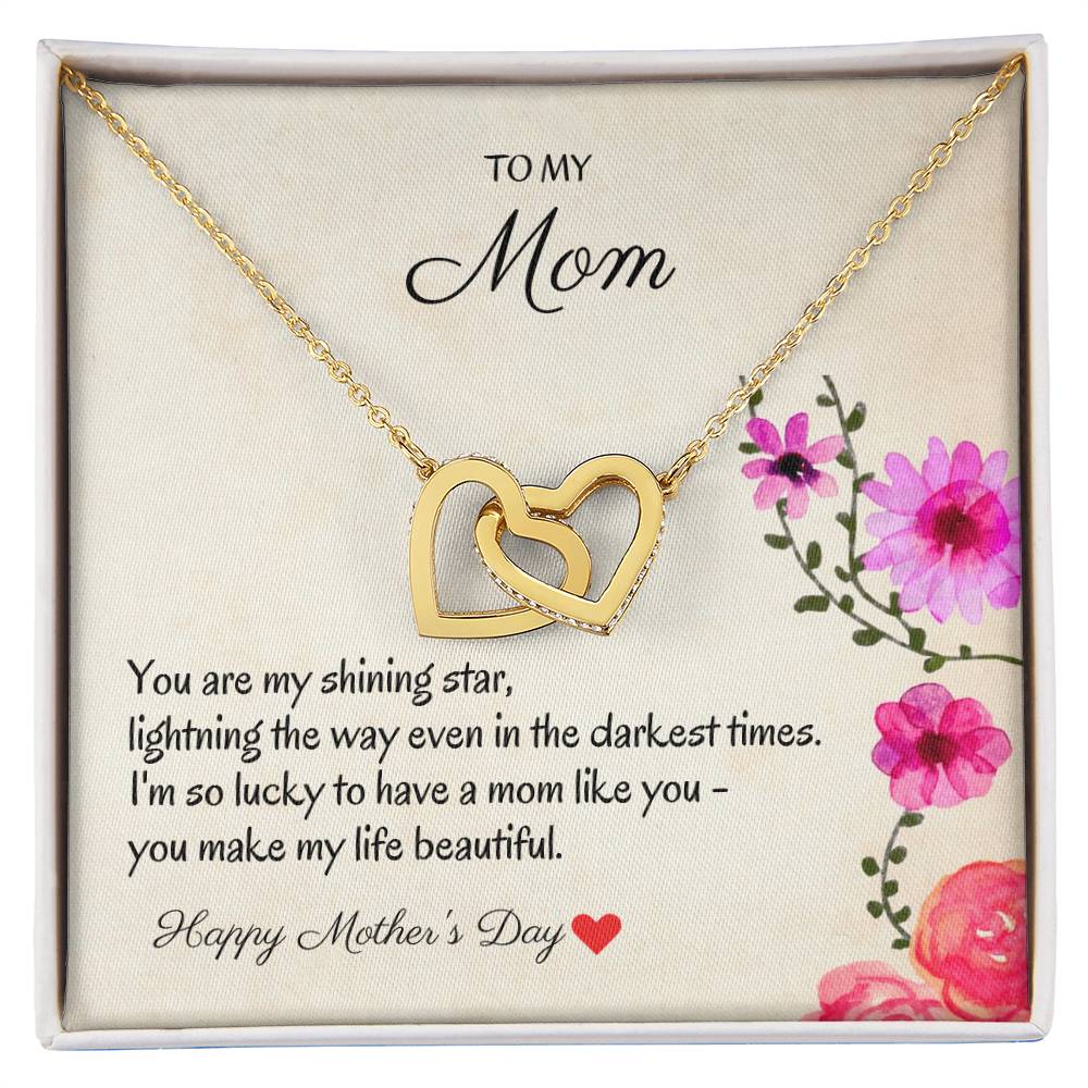 To My Mom - My Shining Star - Necklace Interlocking Hearts Necklace