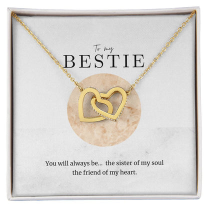 To My Bestie Interlocked Heart Necklace Interlocking Hearts Necklace