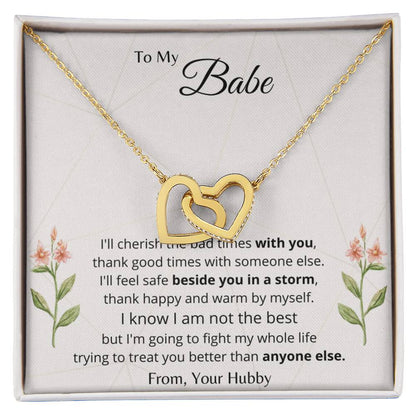 To My Babe Interlocking Hearts Necklace