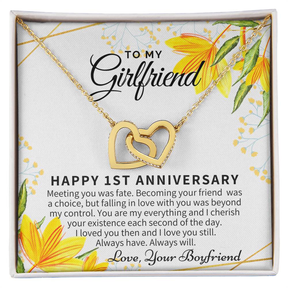 1St Anniversary Gift For Girlfriend Personalized Anniversary Gift One Year Anniversary Gifts 1 Year Anniversary Gift For Girlfriend Interlocking Hearts Necklace