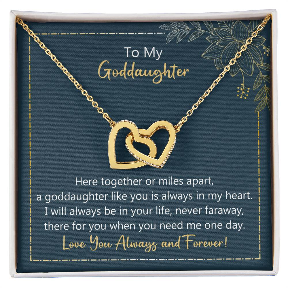 To My Goddaughter I Will Be In Your Life - Never Faraway Necklace Interlocking Hearts Necklace
