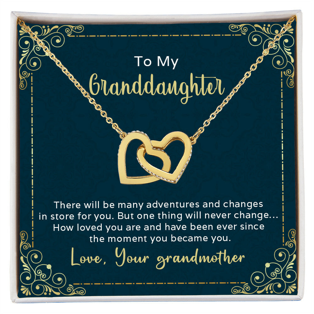 The Many Adventures In Store For You - To My Granddaughter Interlocking Hearts Necklace