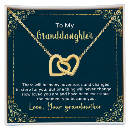 The Many Adventures In Store For You - To My Granddaughter Interlocking Hearts Necklace