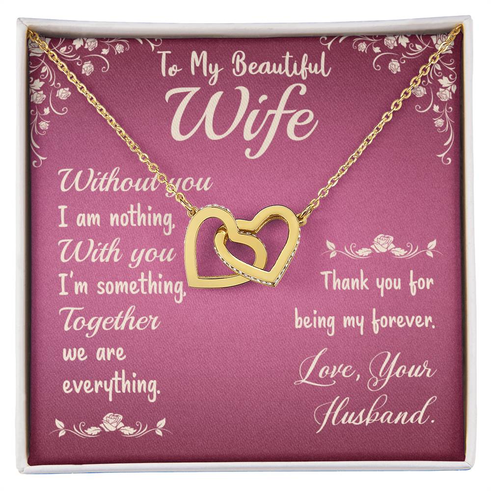 Interlocking Hearts Necklace - To My Beautiful Wife