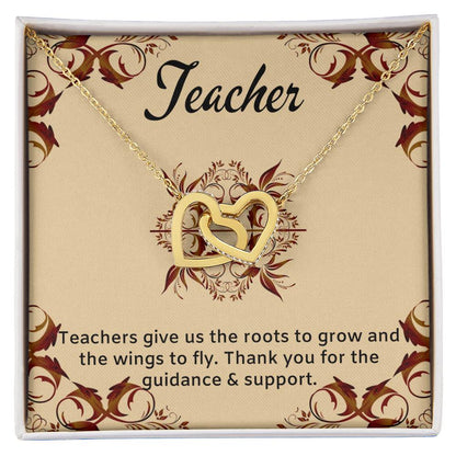 Teacher Gift Interlocking Hearts Necklace