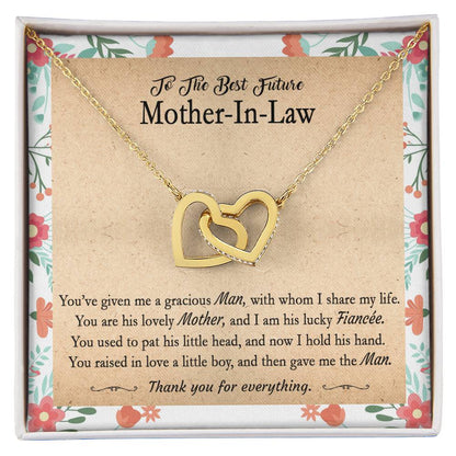 Gift For Future Mother-In-Law - You'Ve Given Me A Gracious Man 2 - Interlocking Interlocking Hearts Necklace