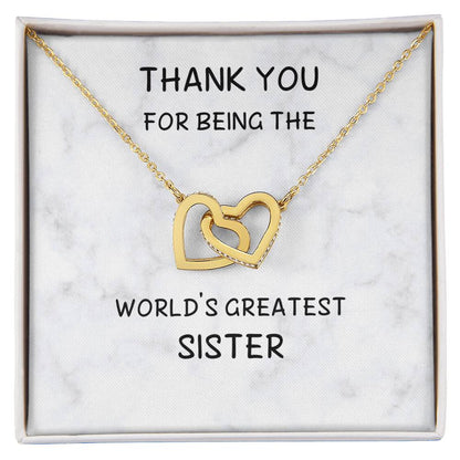 Thank You World'S Greatest Sister Interlocked Hearts Necklace Interlocking Hearts Necklace