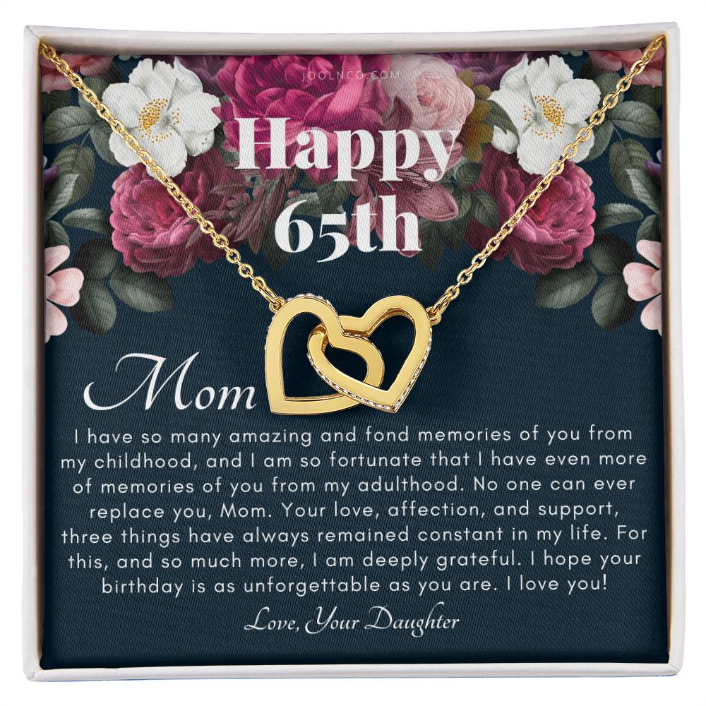 Mother'S 65Th Birthday Gift Gift For Mom On Her Birthday Gift For Mom From Daughter Mom Necklace Best Mom Gift Message Card Interlocking Hearts Necklace